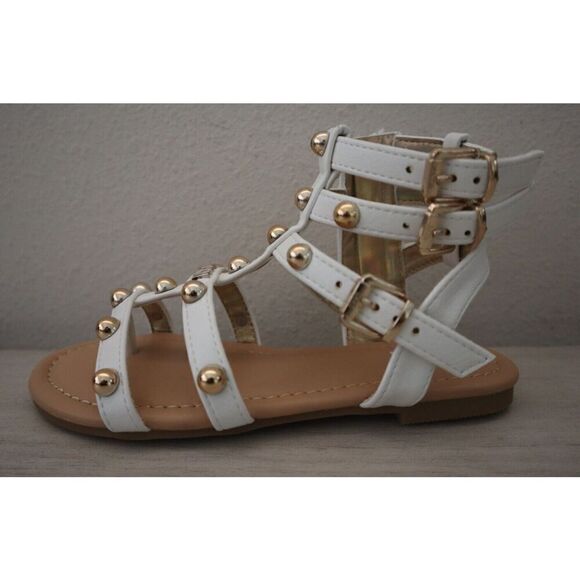 DKNY DKN878-5DD Girl's Sz 13 White/Gold Cassie Dome Gladiator Sandals - Picture 6 of 13